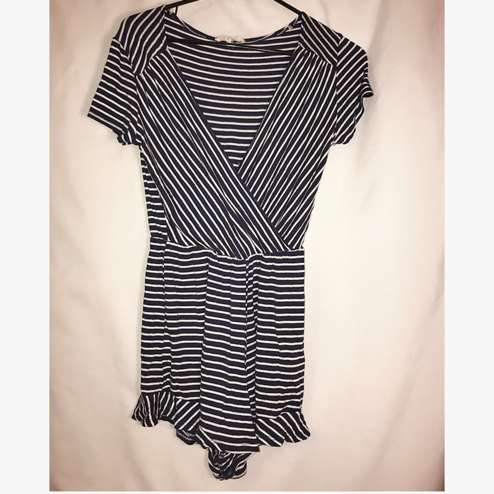 Navy/white striped romper